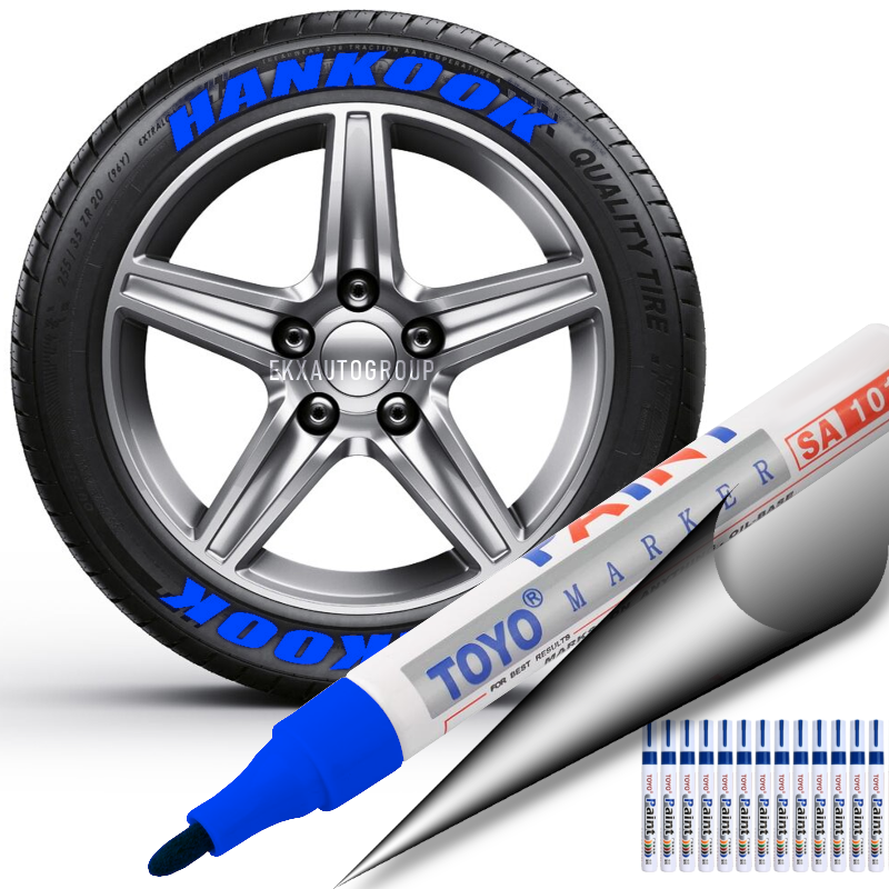 Tire Ink | Paint Pen for Car Tires | Permanent and Waterproof | Carwash  Safe (1 Pen, Blue)