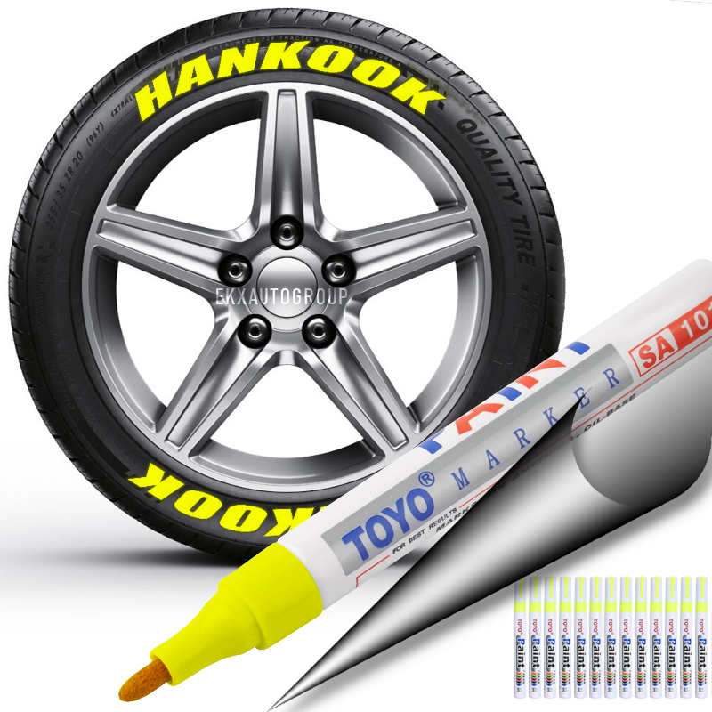 OBOSOE 2PCS Gold Colors Tire Permanent Paint Marker Pen Car Tire Rubber  Universal Waterproof Oil Base,Auto Tire Paint Waterproof Markers