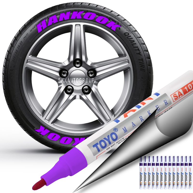 Tire Ink | Paint Pen for Car Tires | Permanent and Waterproof | Carwash  Safe (Purple, 1 Pen)